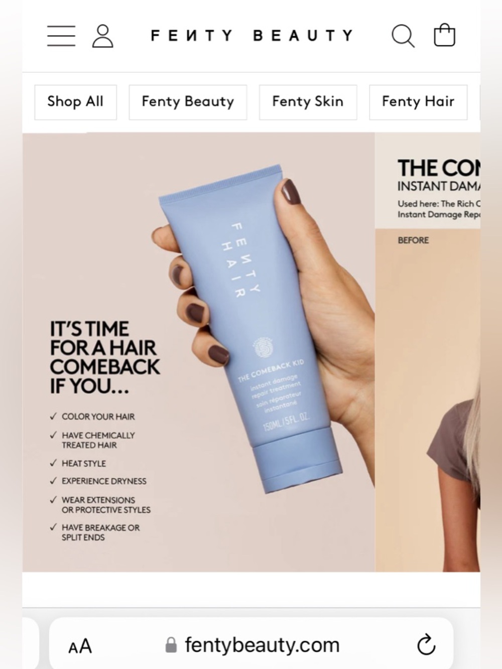 Fenty Beauty The Comeback Kid - Light Blue Hair Repair Treatment